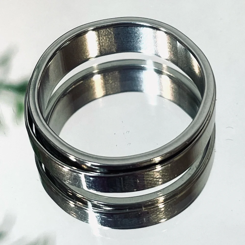 ☀️2/$20 Fidget Ring Stainless Steel Black Inlay Cross Spinner | Size 8 | NWT!